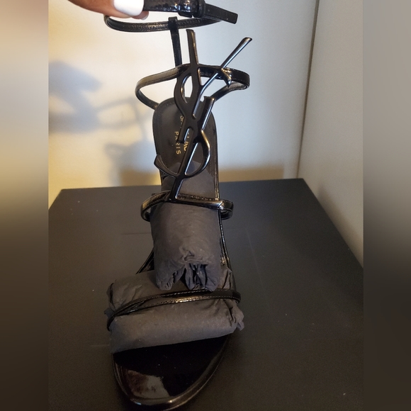 SAINT LAURENT CASSANDRA 100 PATENT SANDAL size 38.5 - Picture 6 of 15